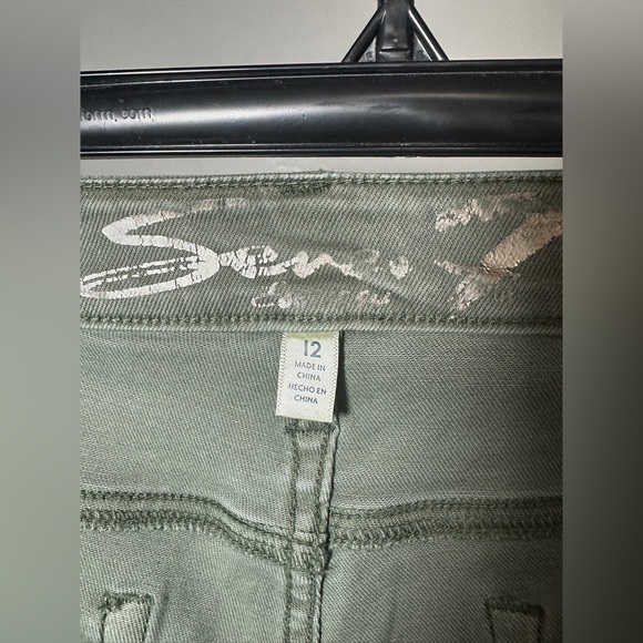 Seven 7 Green Utility Ankle Skinny Pants Size 12 - Picture 5 of 7
